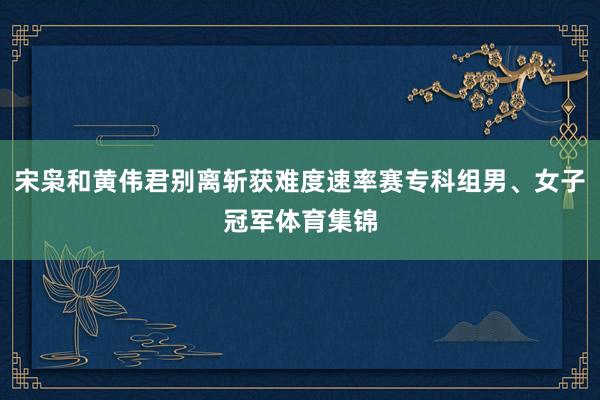 宋枭和黄伟君别离斩获难度速率赛专科组男、女子冠军体育集锦