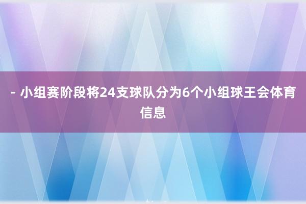 - 小组赛阶段将24支球队分为6个小组球王会体育信息