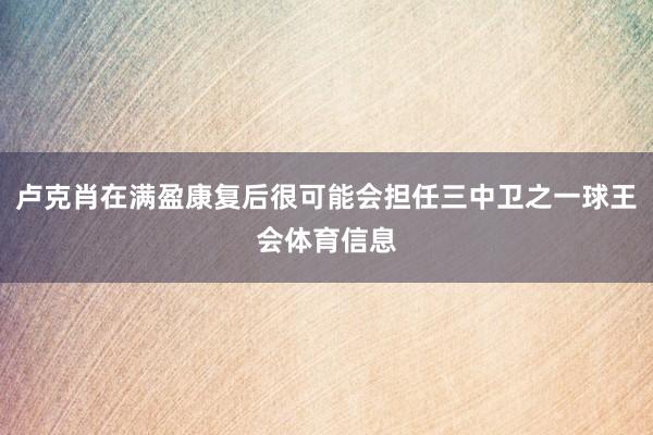 卢克肖在满盈康复后很可能会担任三中卫之一球王会体育信息